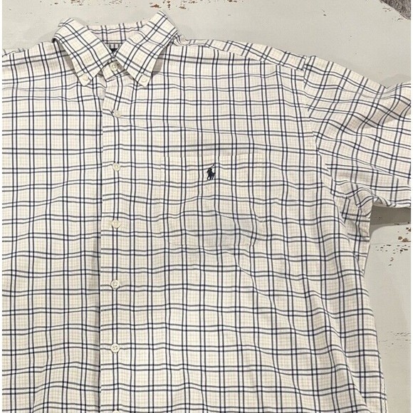 Vintage Ralph Lauren Shirt Men Large Marlowe Plaid Pony Short Sleeve Button Down - Picture 5 of 9
